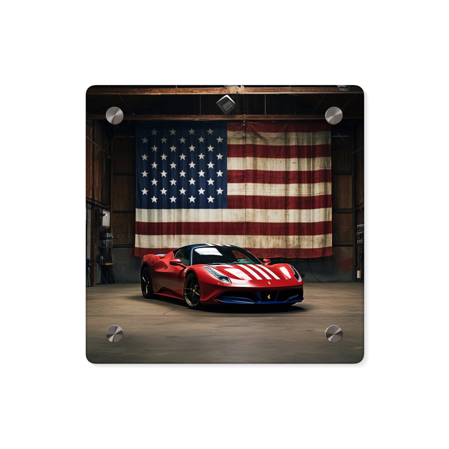 Acrylic Wall Art Panels American Flag Farrari 4