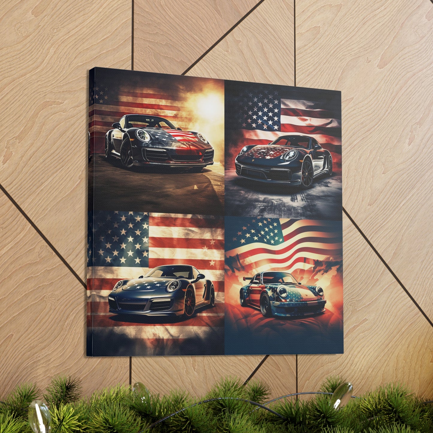 Canvas Gallery Wraps Abstract American Flag Background Porsche 5