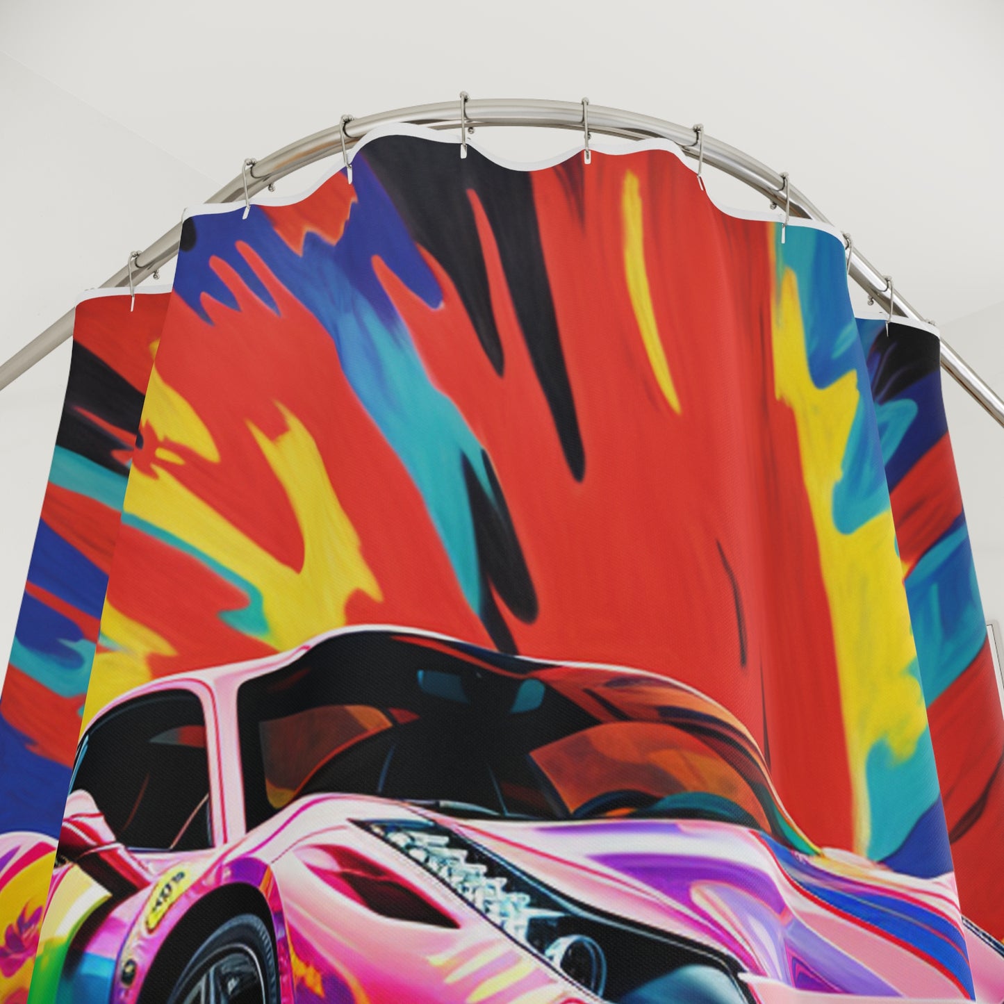 Polyester Shower Curtain Hyper Colorfull Ferrari 3