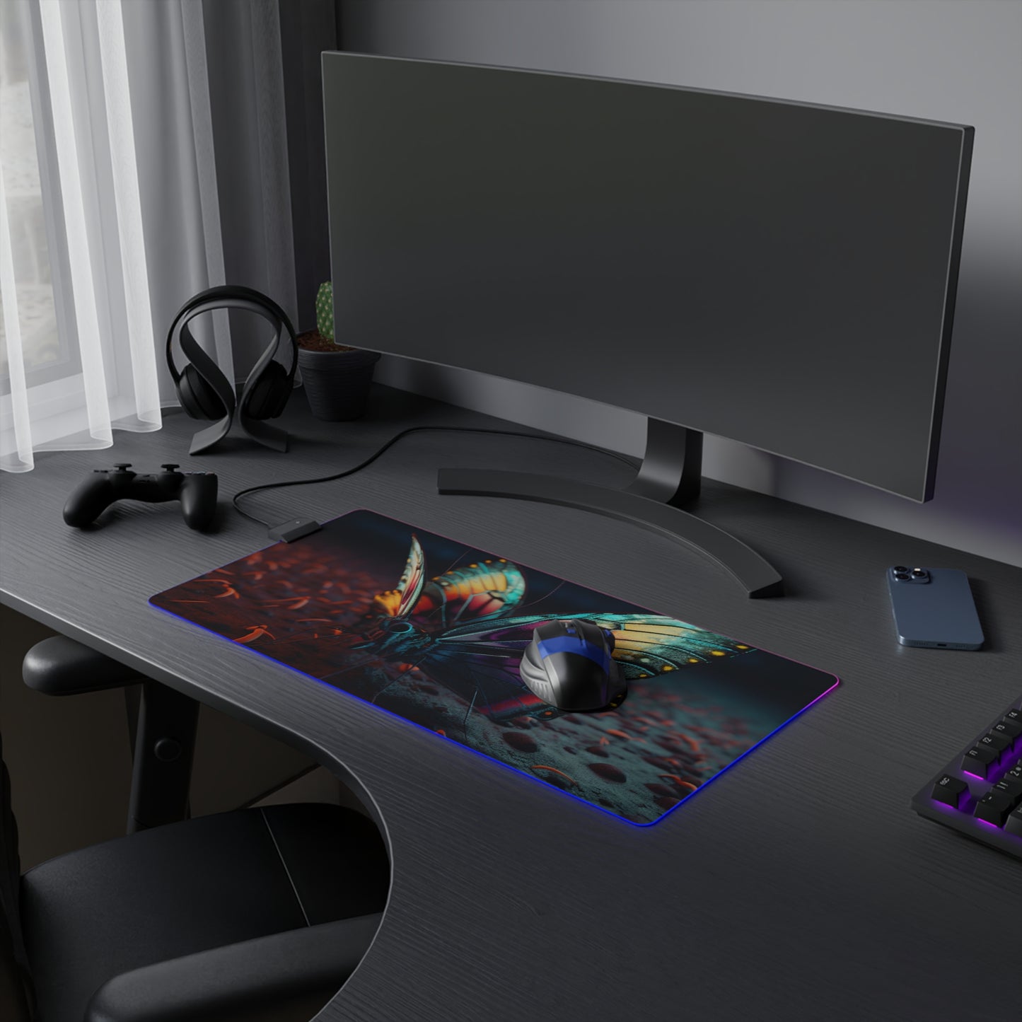 LED Gaming Mouse Pad Hyper Colorful Butterfly Macro 1