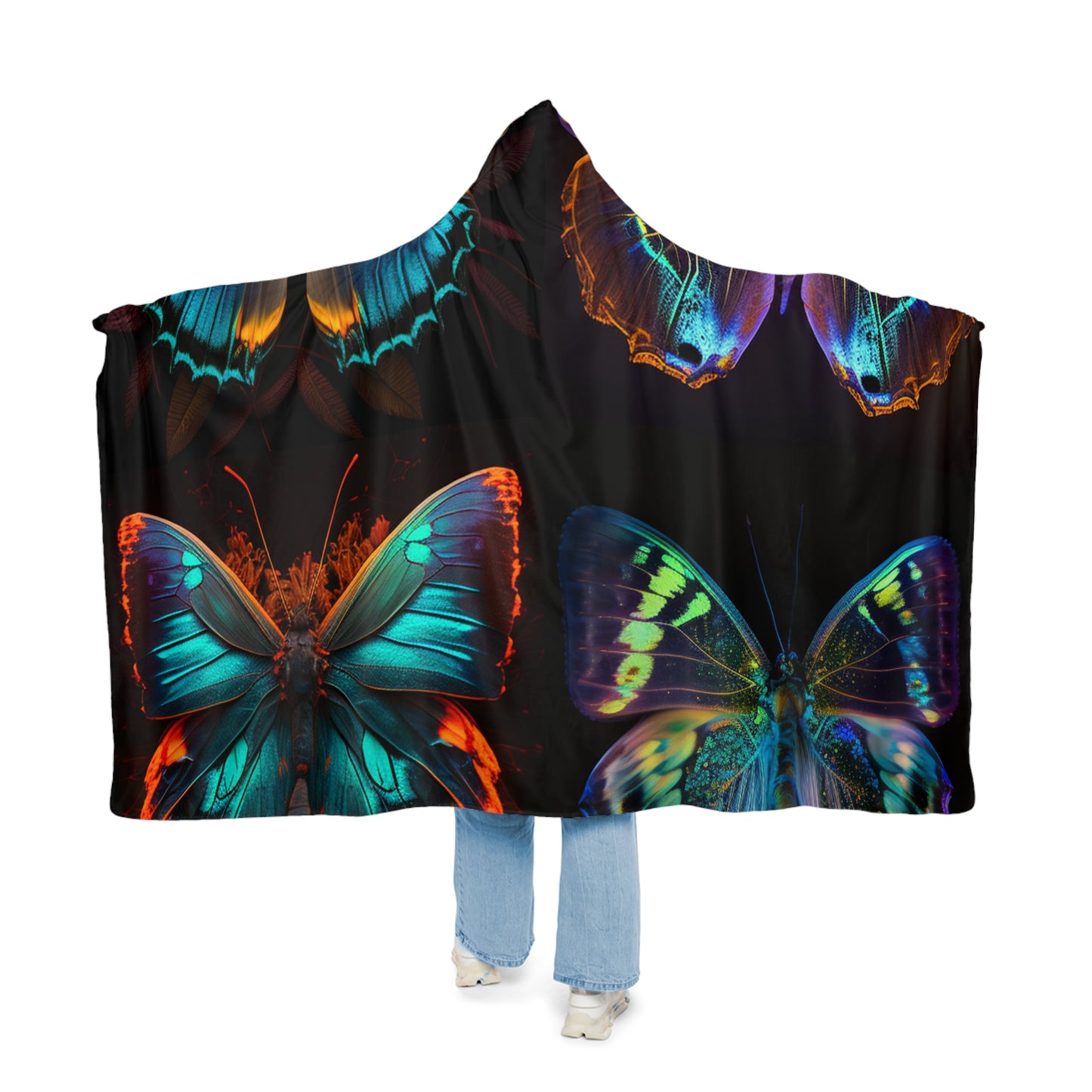 Snuggle Hooded Blanket Neon Butterfly Flair 5