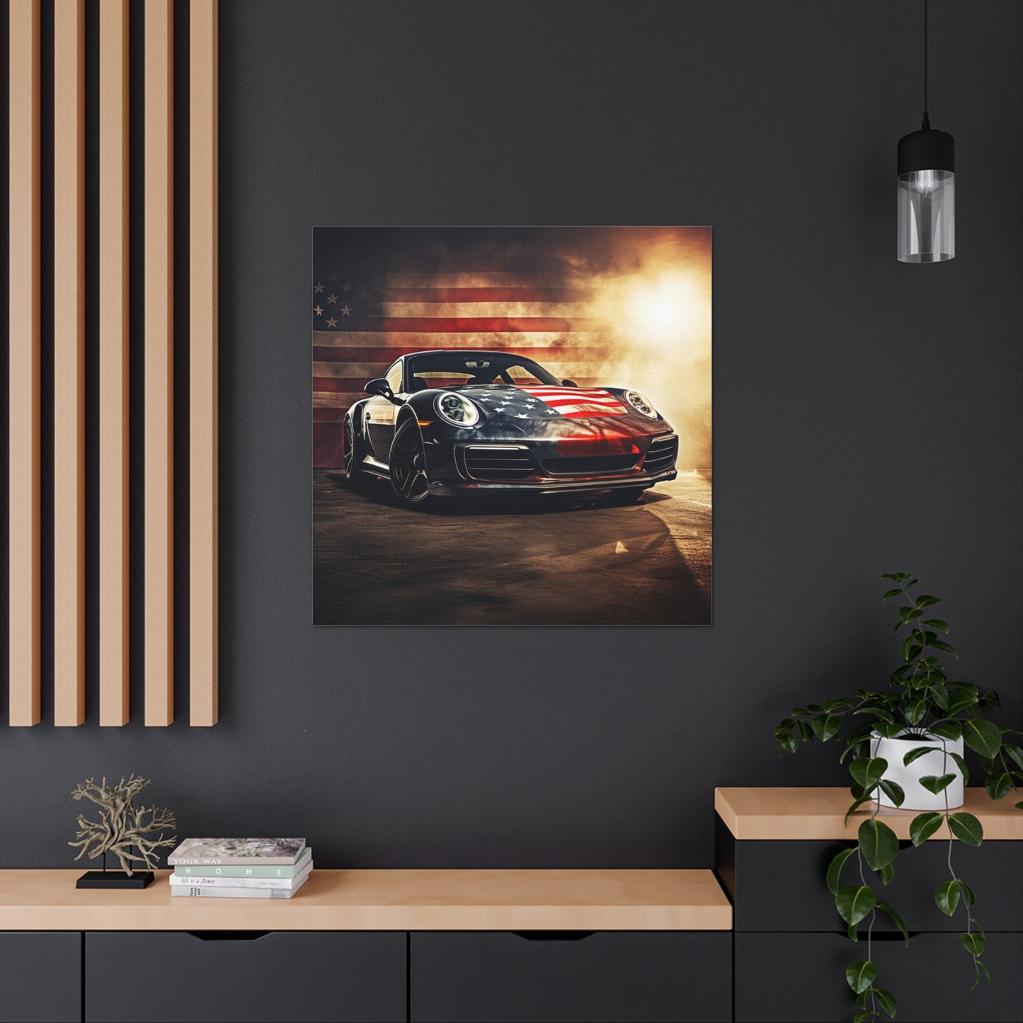 Canvas Gallery Wraps Abstract American Flag Background Porsche 1