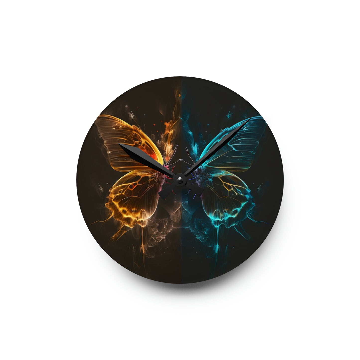 Acrylic Wall Clock Kiss Neon Butterfly 7