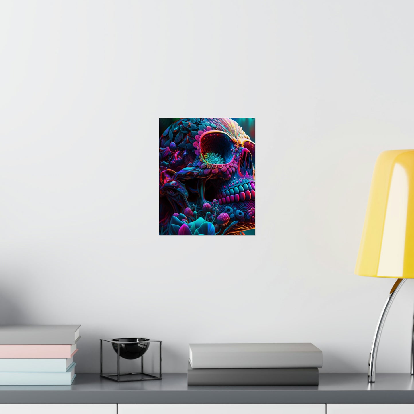 Premium Matte Vertical Posters Florescent Skull Death 3