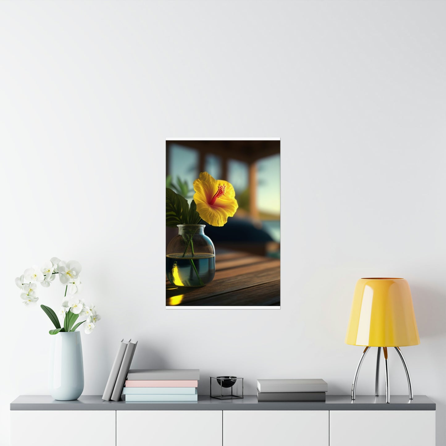 Premium Matte Vertical Posters Yellow Hibiscus Wood 2