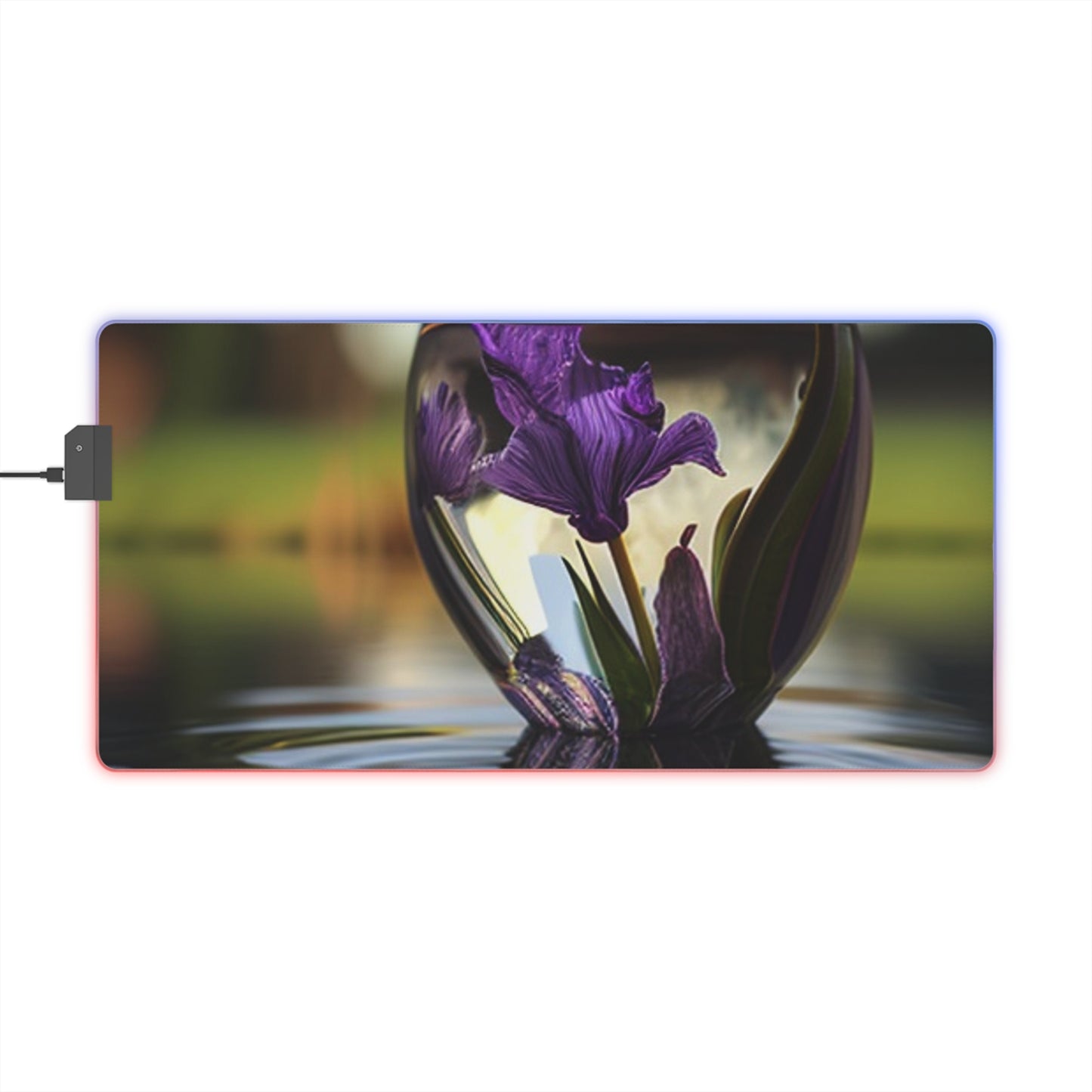 LED Gaming Mouse Pad Purple Iris in a vase 3