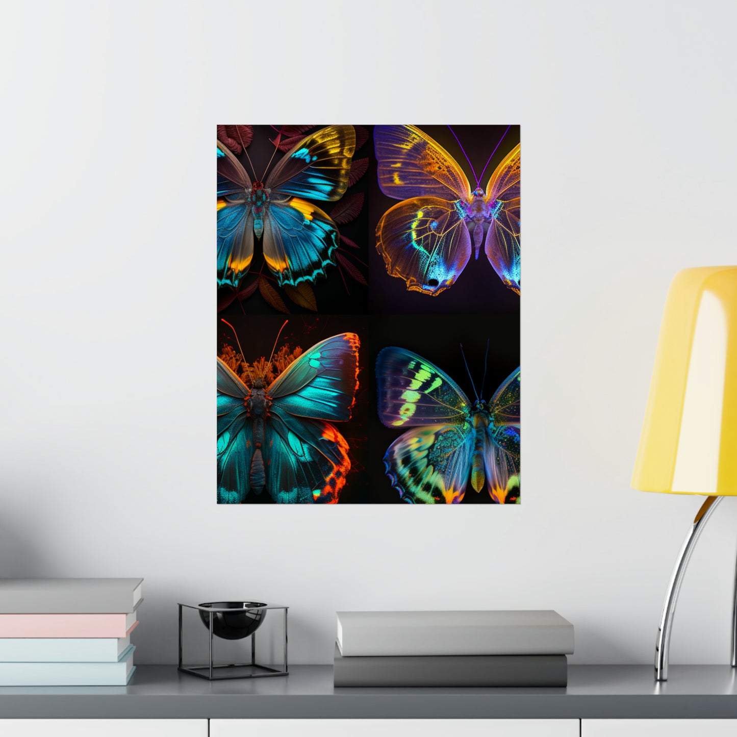 Premium Matte Vertical Posters Neon Butterfly Flair 5