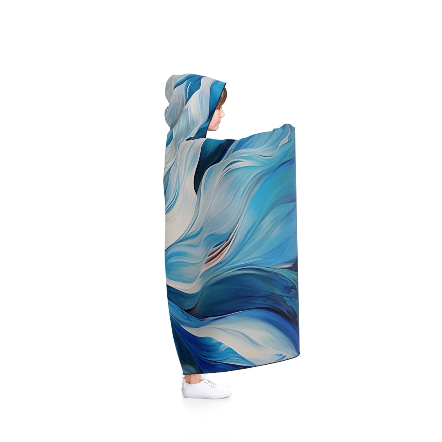 Hooded Blanket Blue Tluip Abstract 1