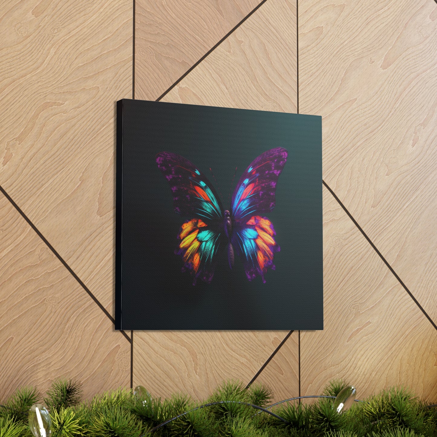 Canvas Gallery Wraps Hyper Colorful Butterfly Purple 1