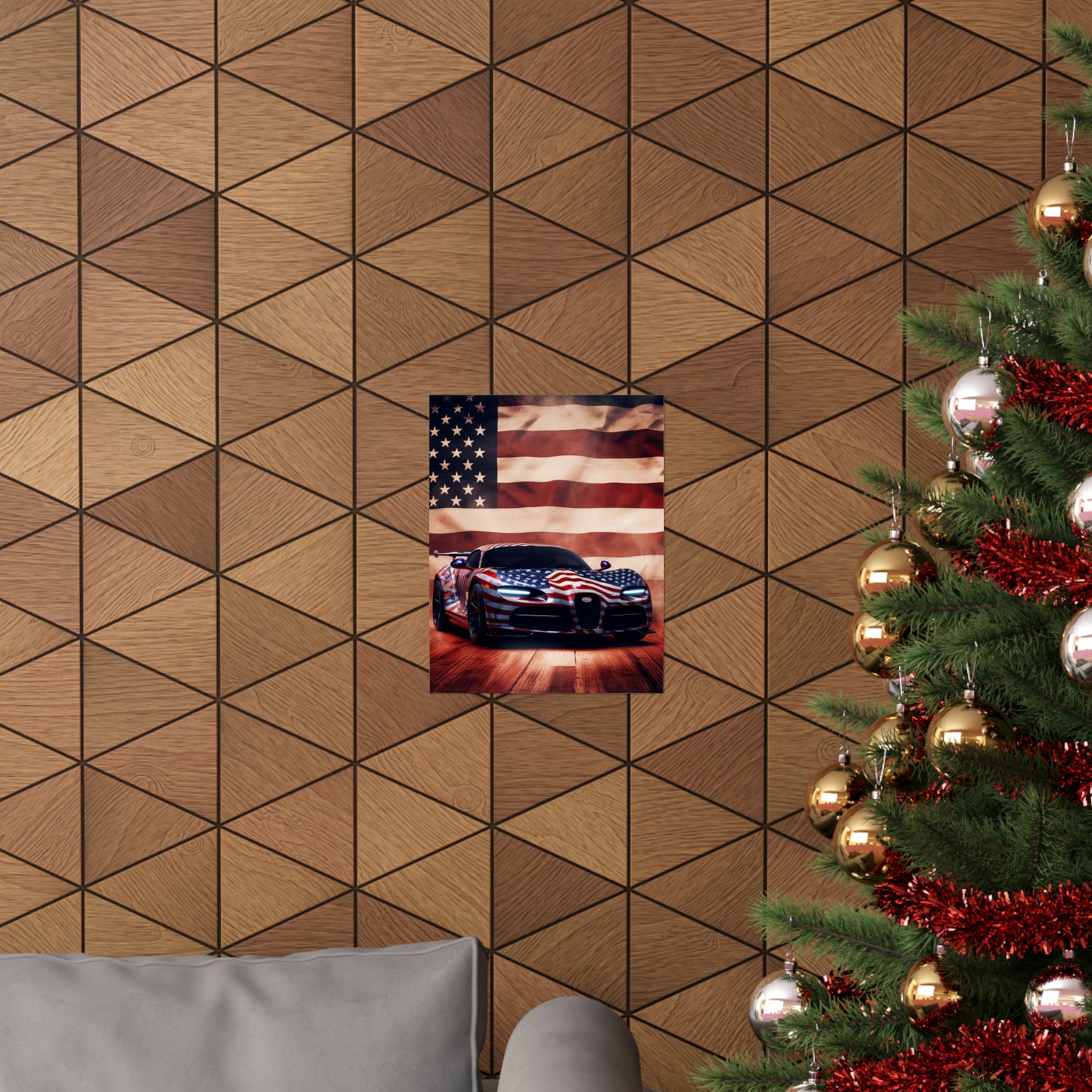 Premium Matte Vertical Posters Abstract American Flag Background Bugatti 2