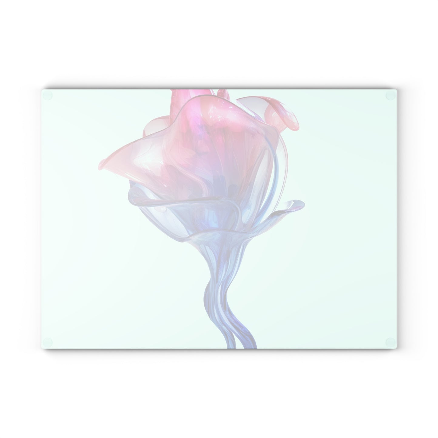 Glass Cutting Board Pink & Blue Tulip Rose 4