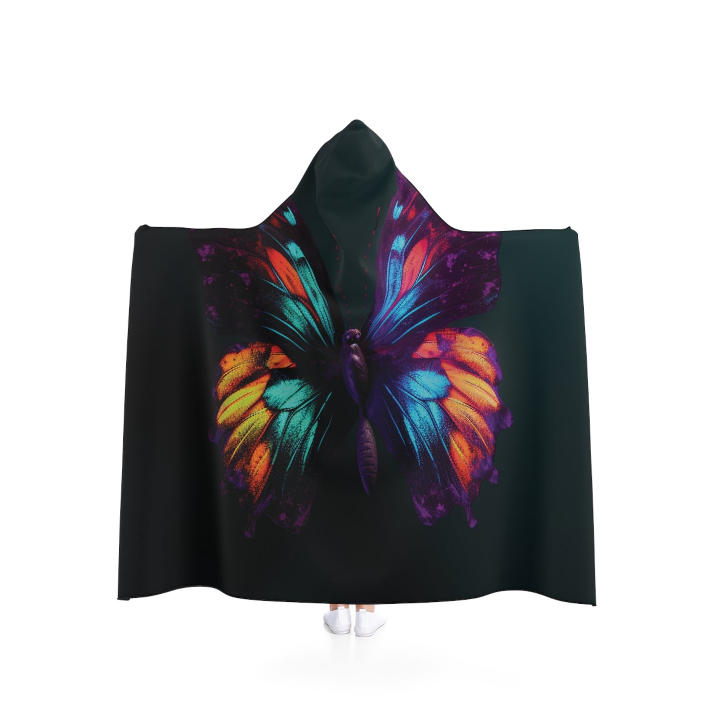 Hooded Blanket Hyper Colorful Butterfly Purple 1