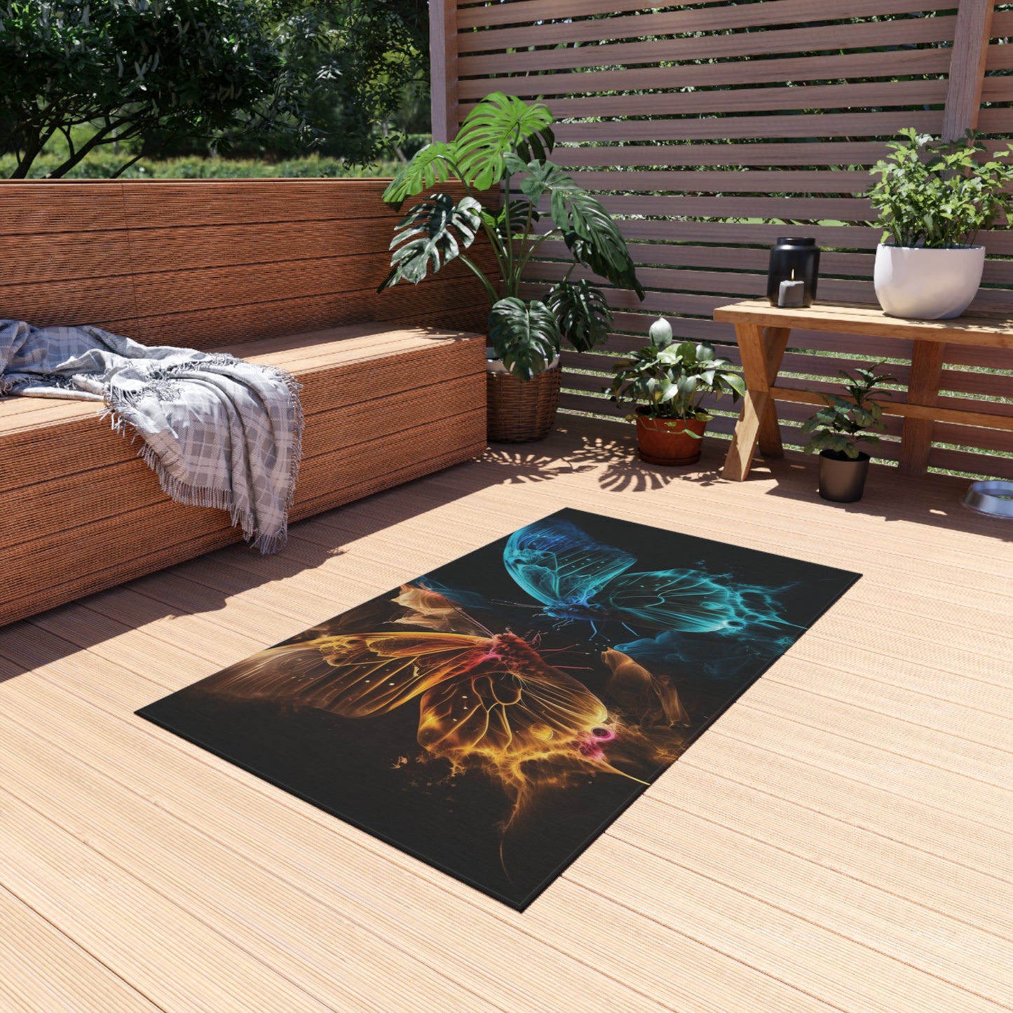 Outdoor Rug  Kiss Neon Butterfly 9