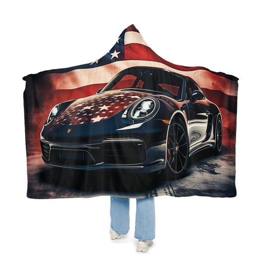 Snuggle Hooded Blanket Abstract American Flag Background Porsche 2