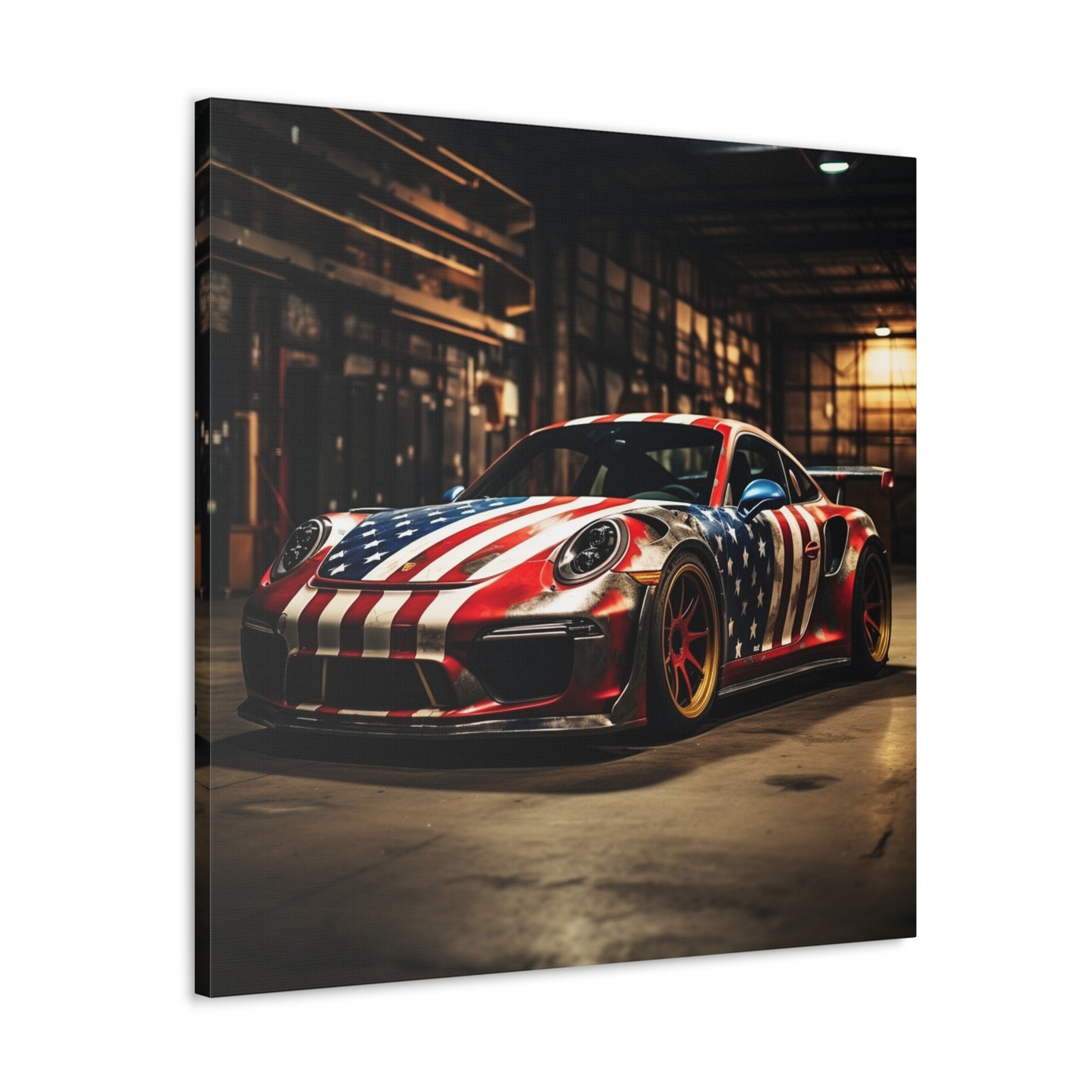 Canvas Gallery Wraps American Flag Porsche 4