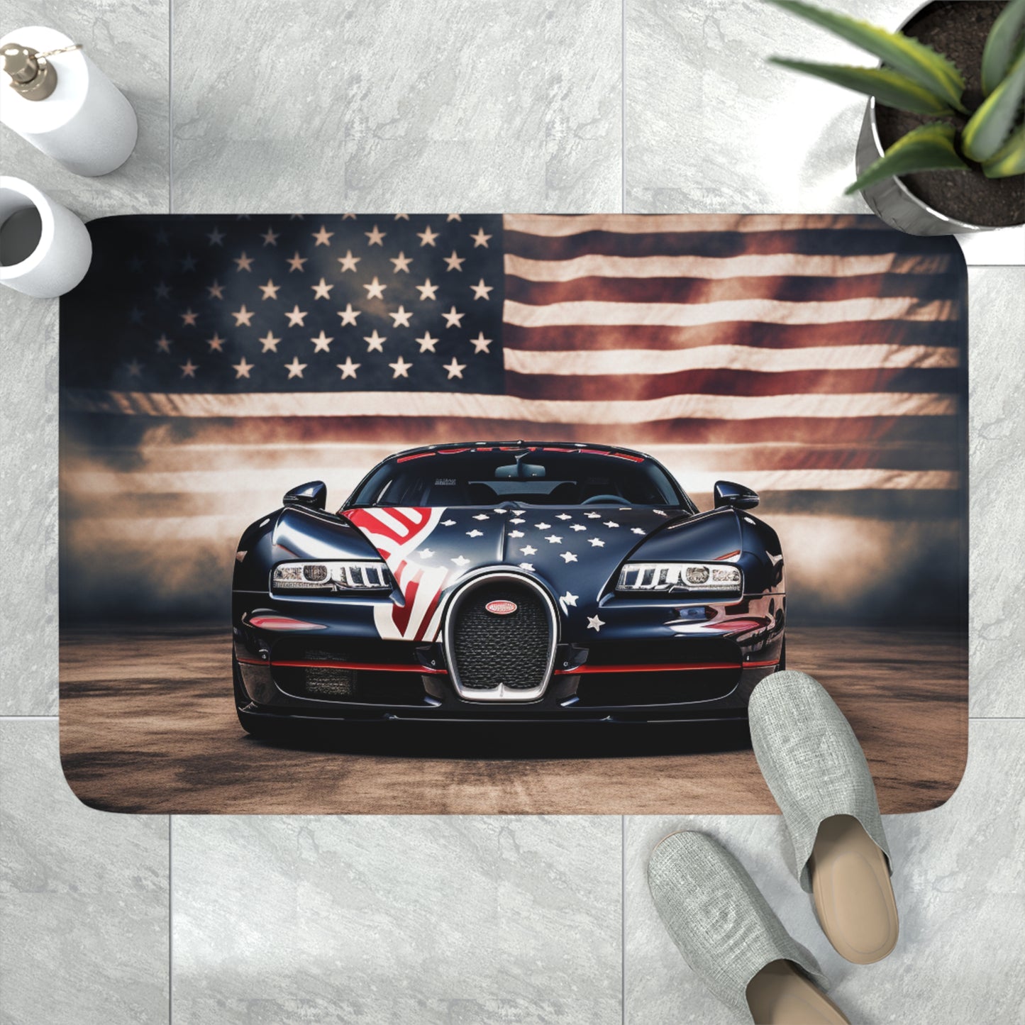 Memory Foam Bath Mat Bugatti American Flag 2