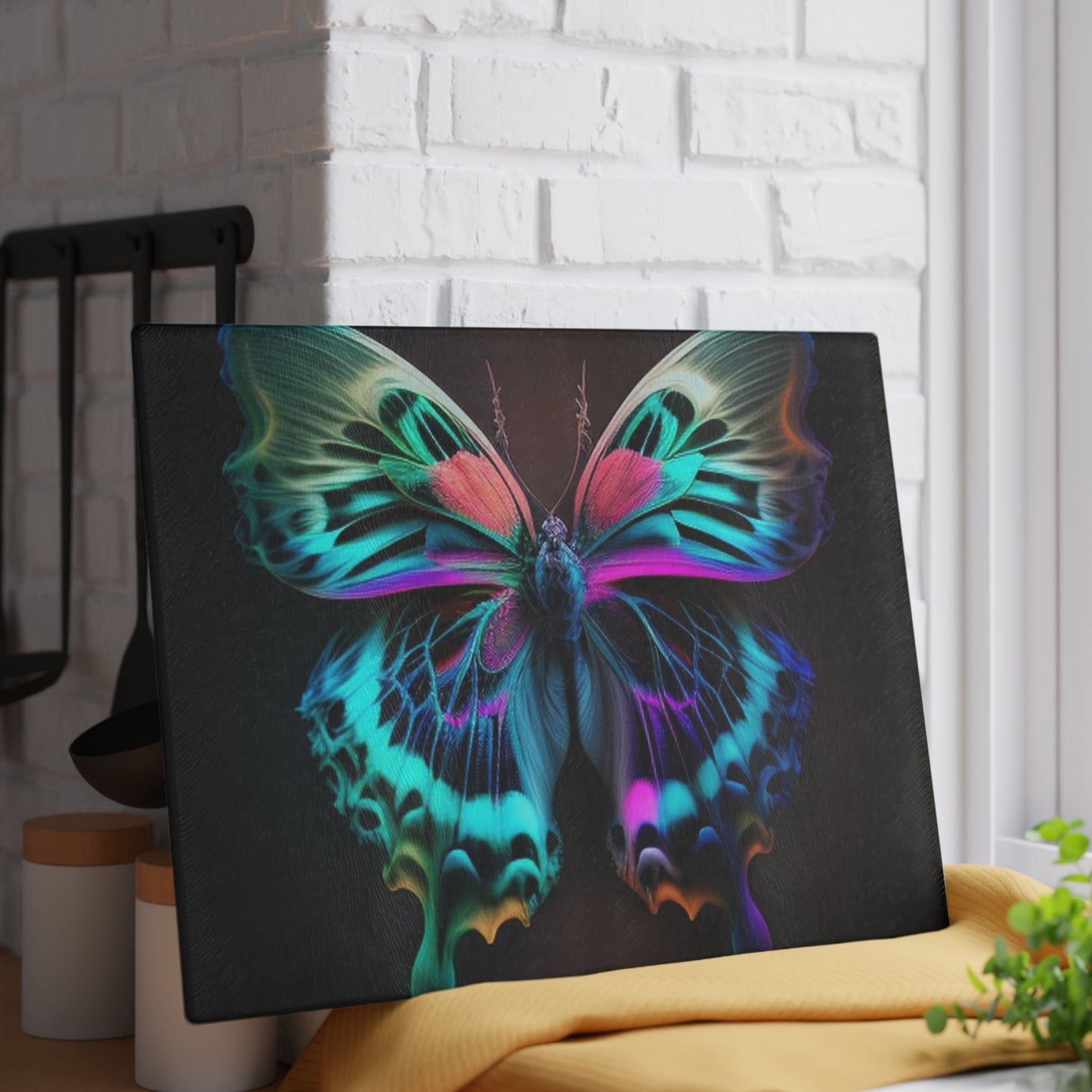 Glass Cutting Board Neon Butterfly Fusion 1