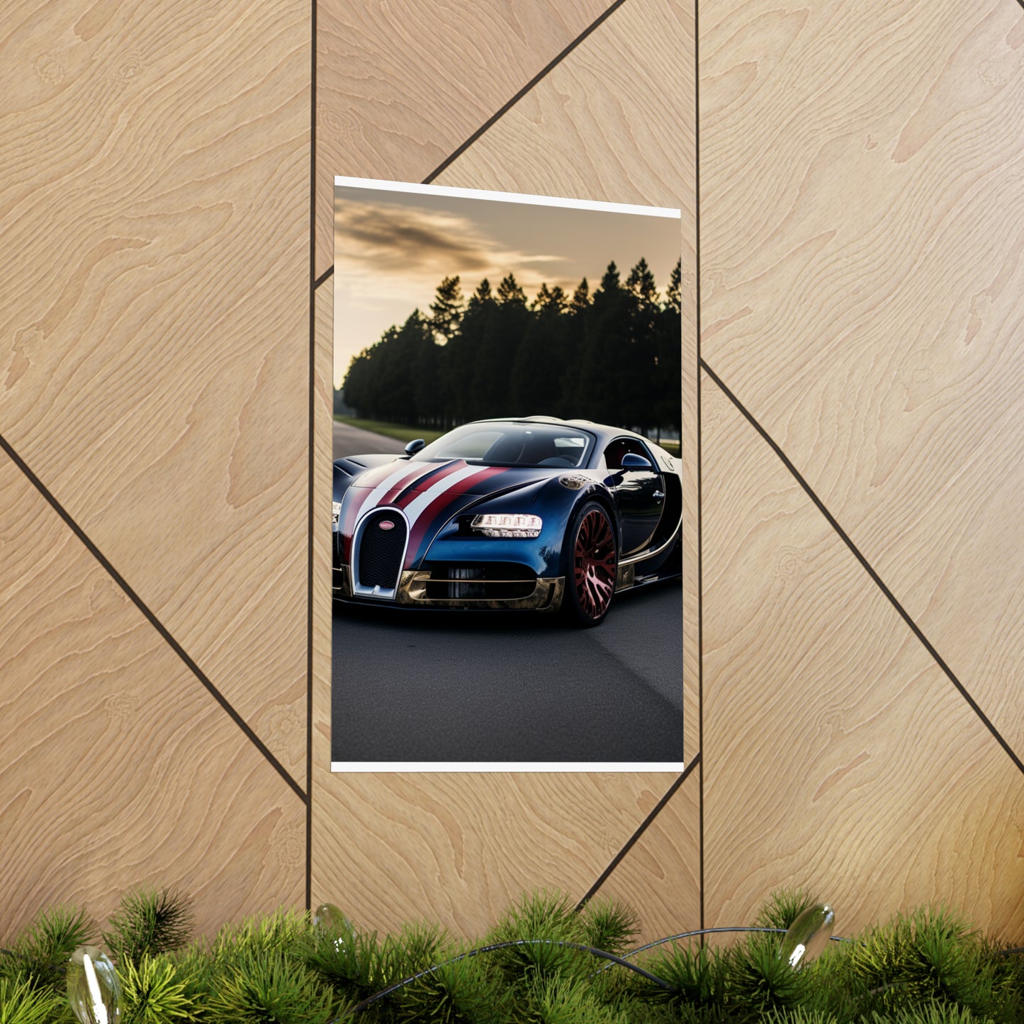 Premium Matte Vertical Posters Bugatti Flag American 1