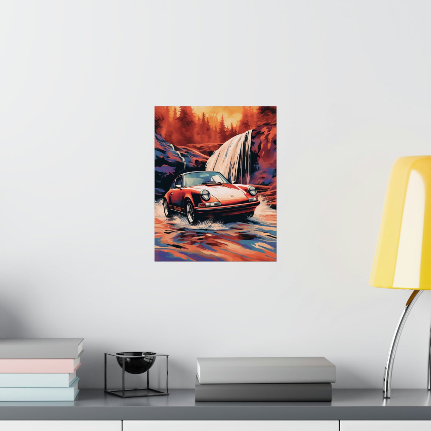 Premium Matte Vertical Posters American Flag Porsche Abstract 4