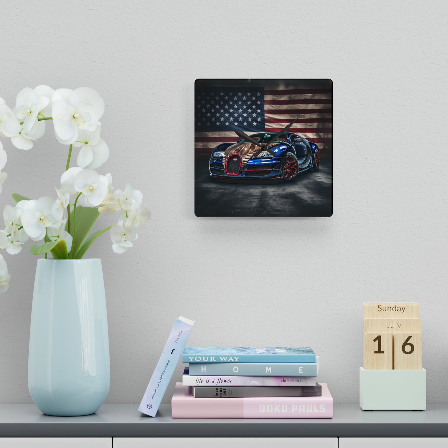 Acrylic Wall Clock Bugatti American Flag 4