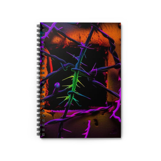 Spiral Notebook - Ruled Line Macro Neon Barbs 1