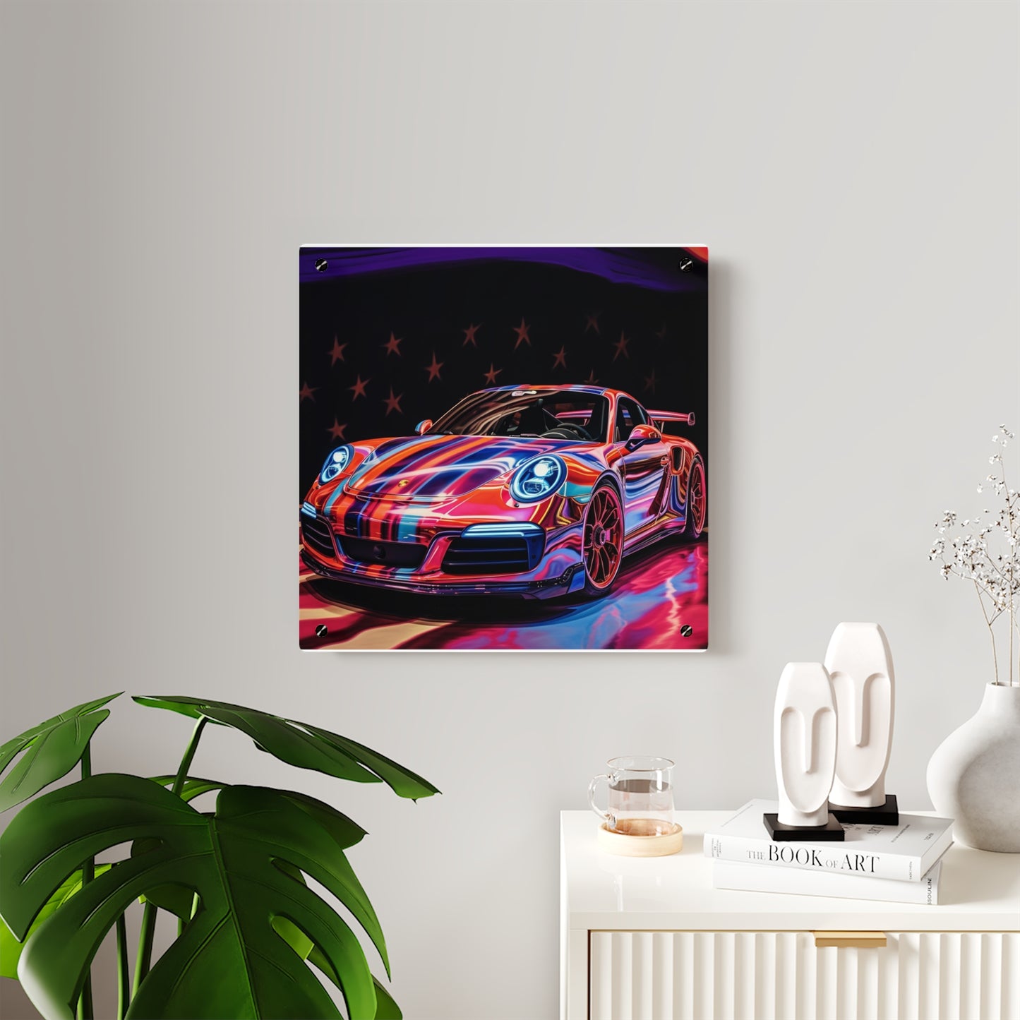 Acrylic Wall Art Panels American Flag Colored Porsche 1