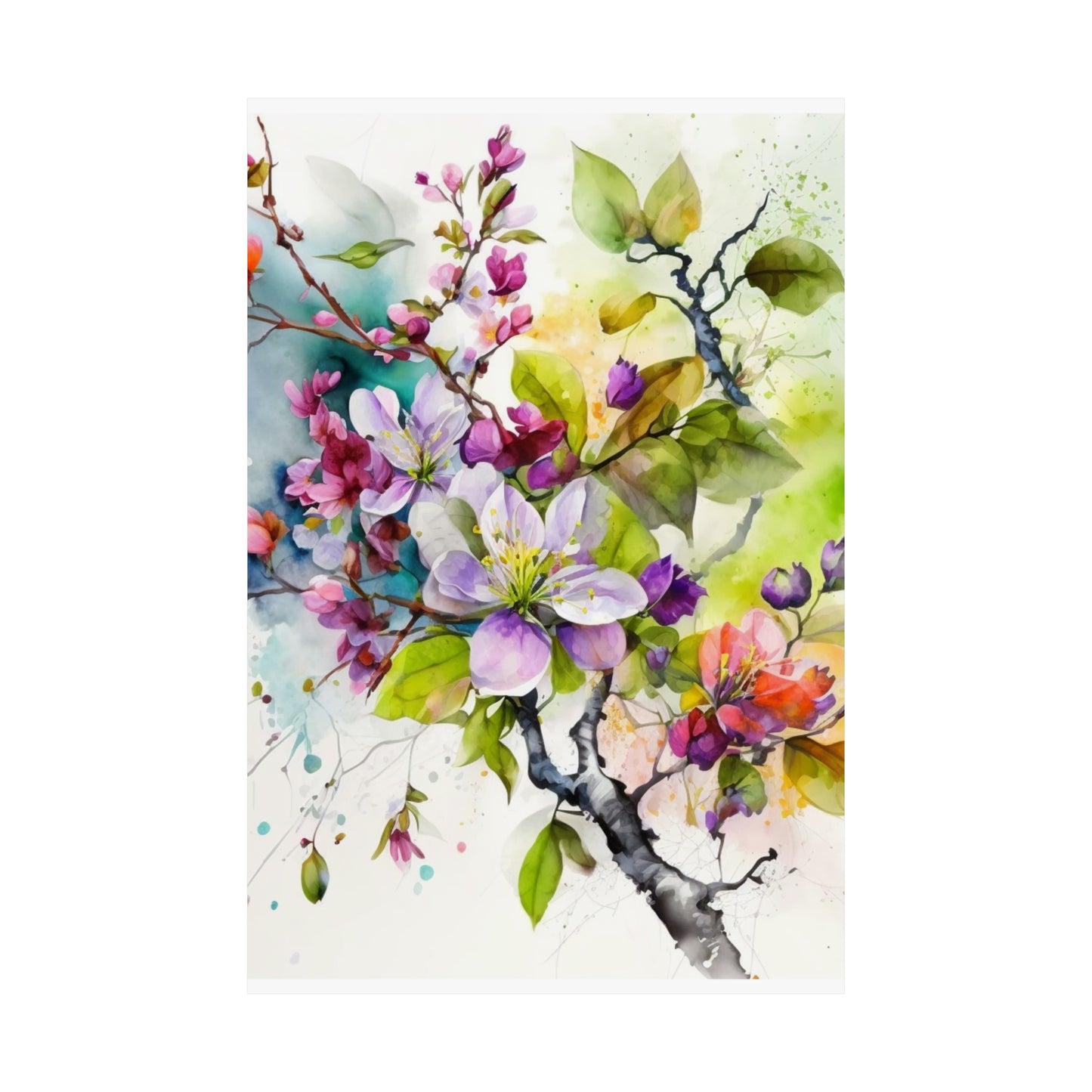 Premium Matte Vertical Posters Mother Nature Bright Spring Colors Realistic Watercolor 4