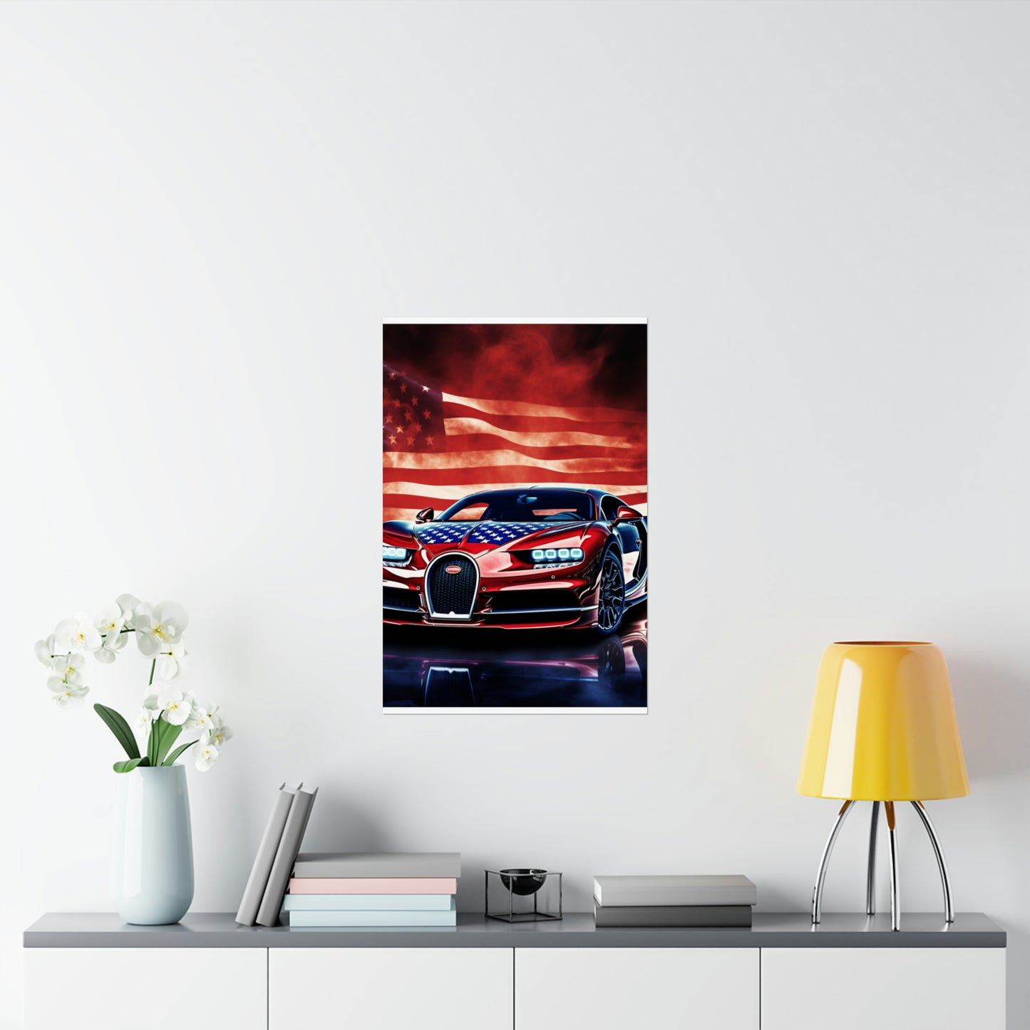 Premium Matte Vertical Posters Abstract American Flag Background Bugatti 3