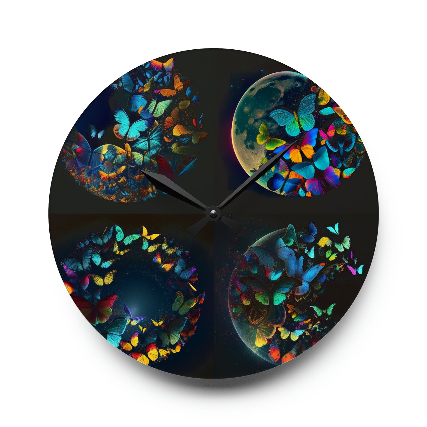 Acrylic Wall Clock Moon Butterfly 5