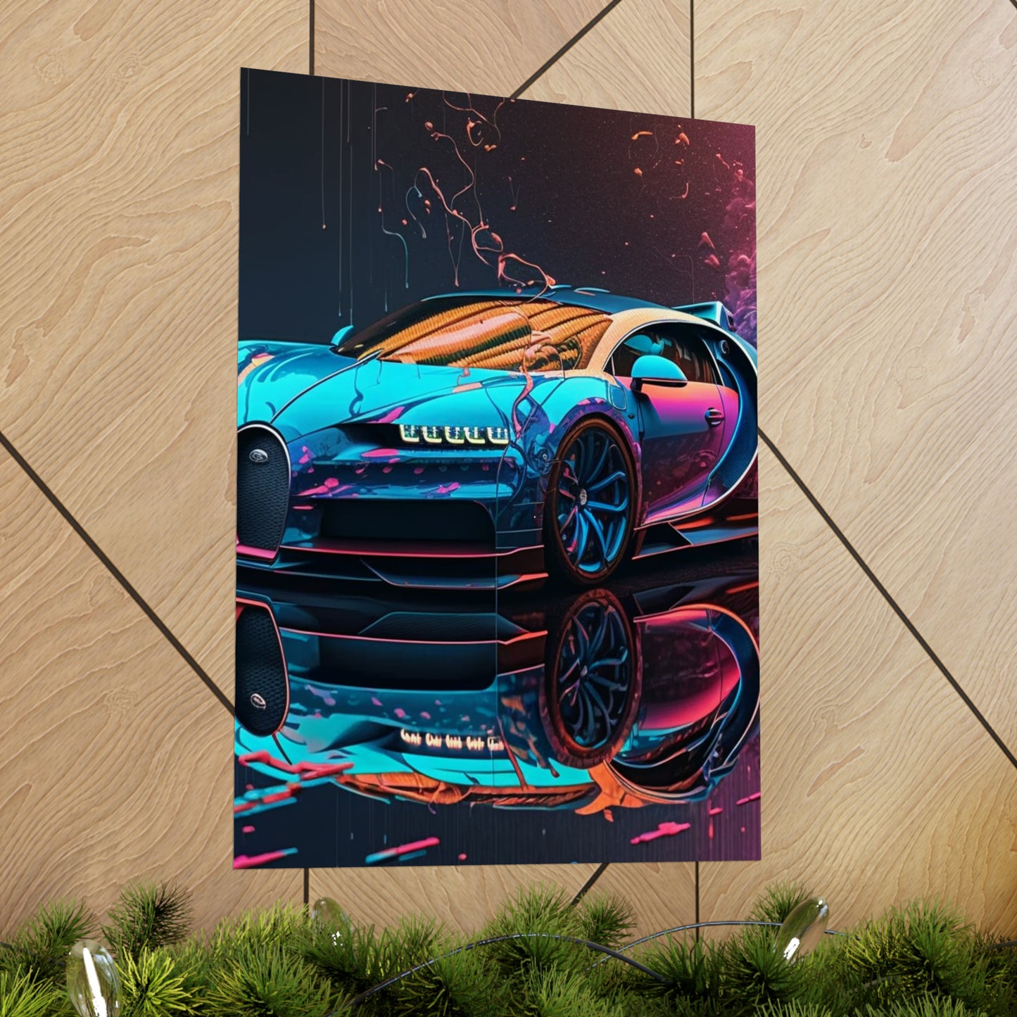 Premium Matte Vertical Posters Bugatti Neon Chiron 4