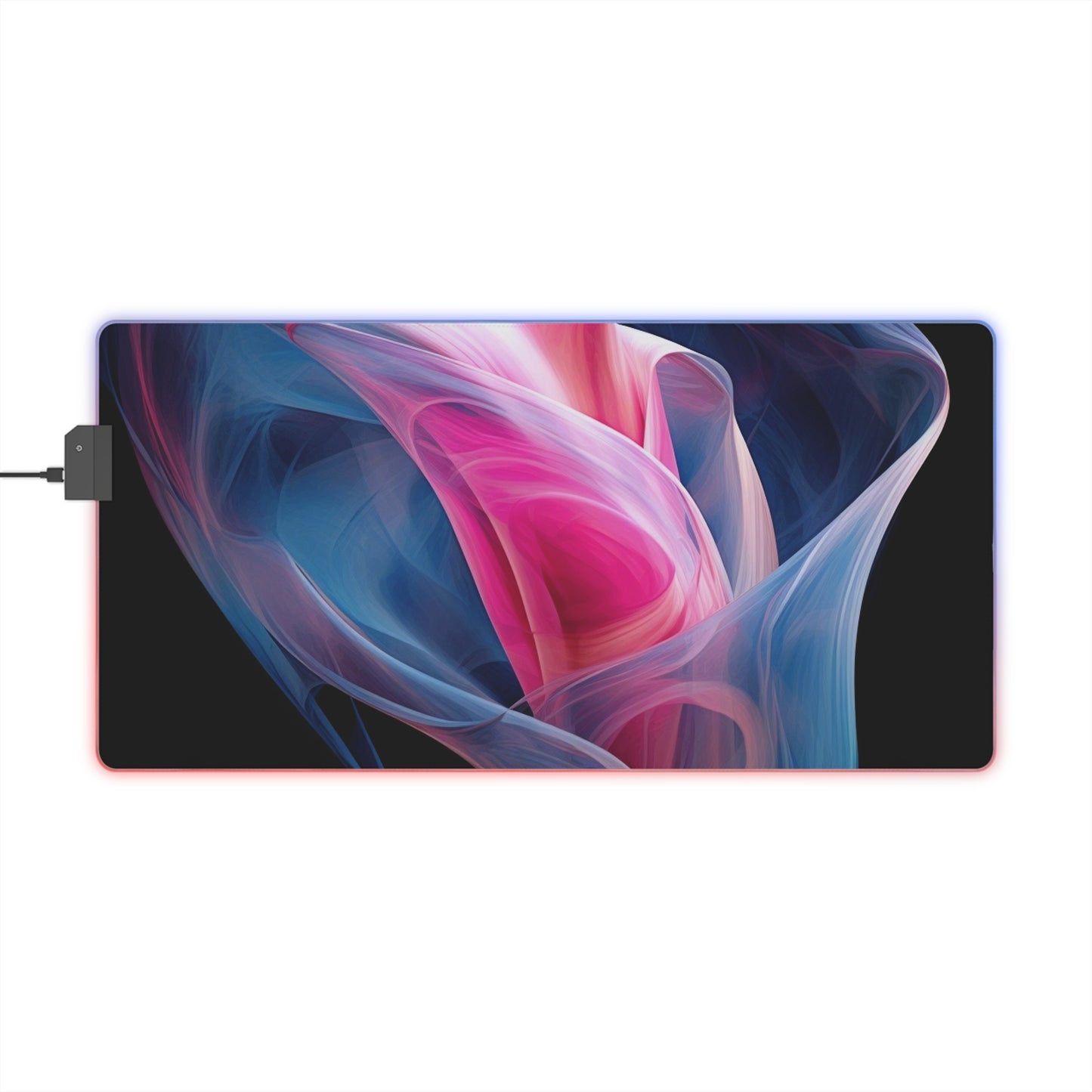 LED Gaming Mouse Pad Pink & Blue Tulip Rose 3