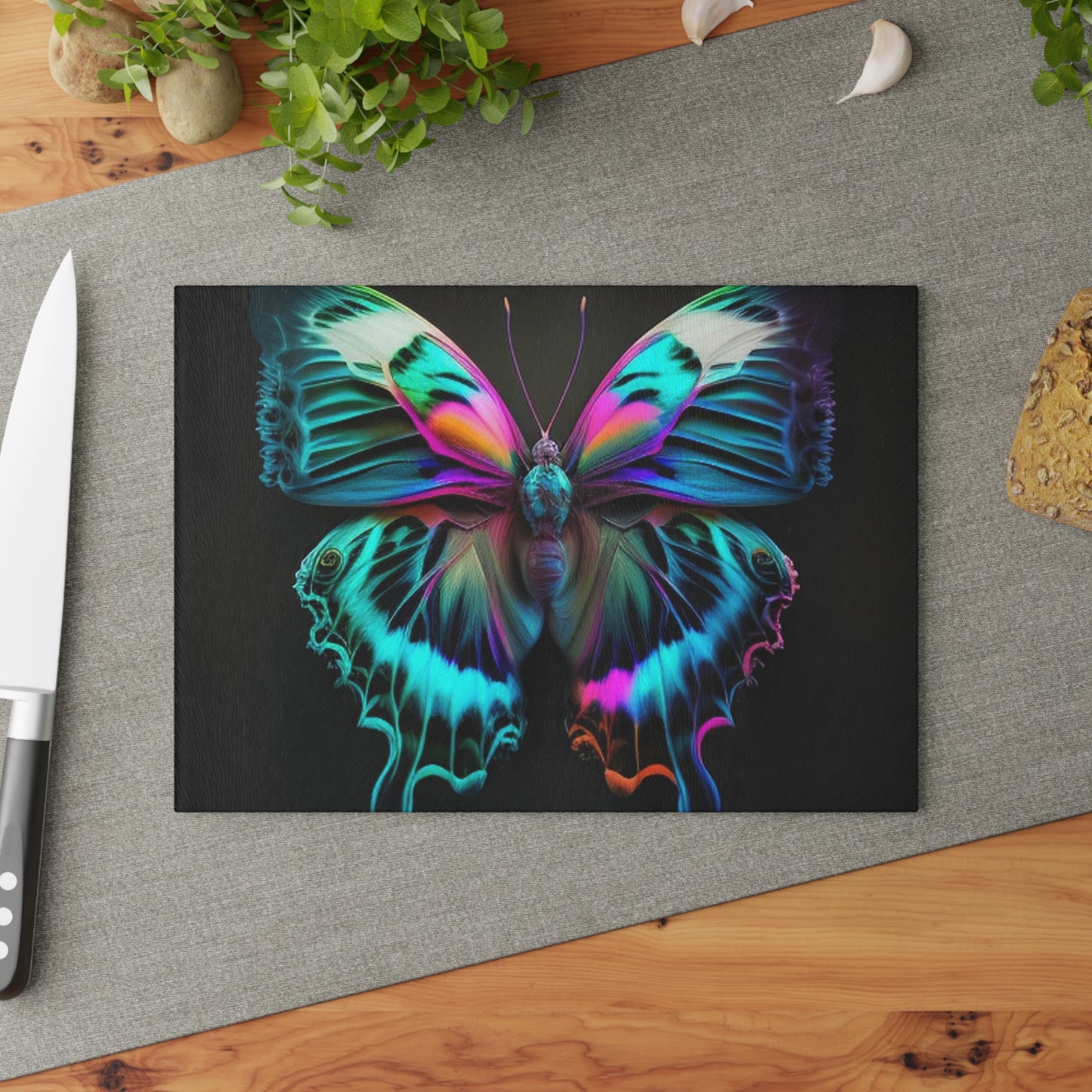 Glass Cutting Board Neon Butterfly Fusion 4