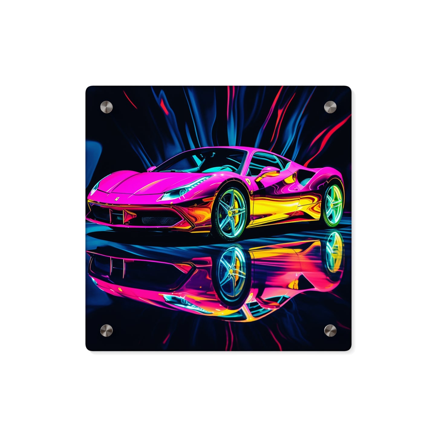 Acrylic Wall Art Panels Pink Macro Ferrari 3