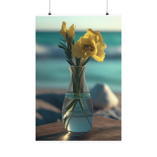 Premium Matte Vertical Posters Yellow Gladiolus glass 4