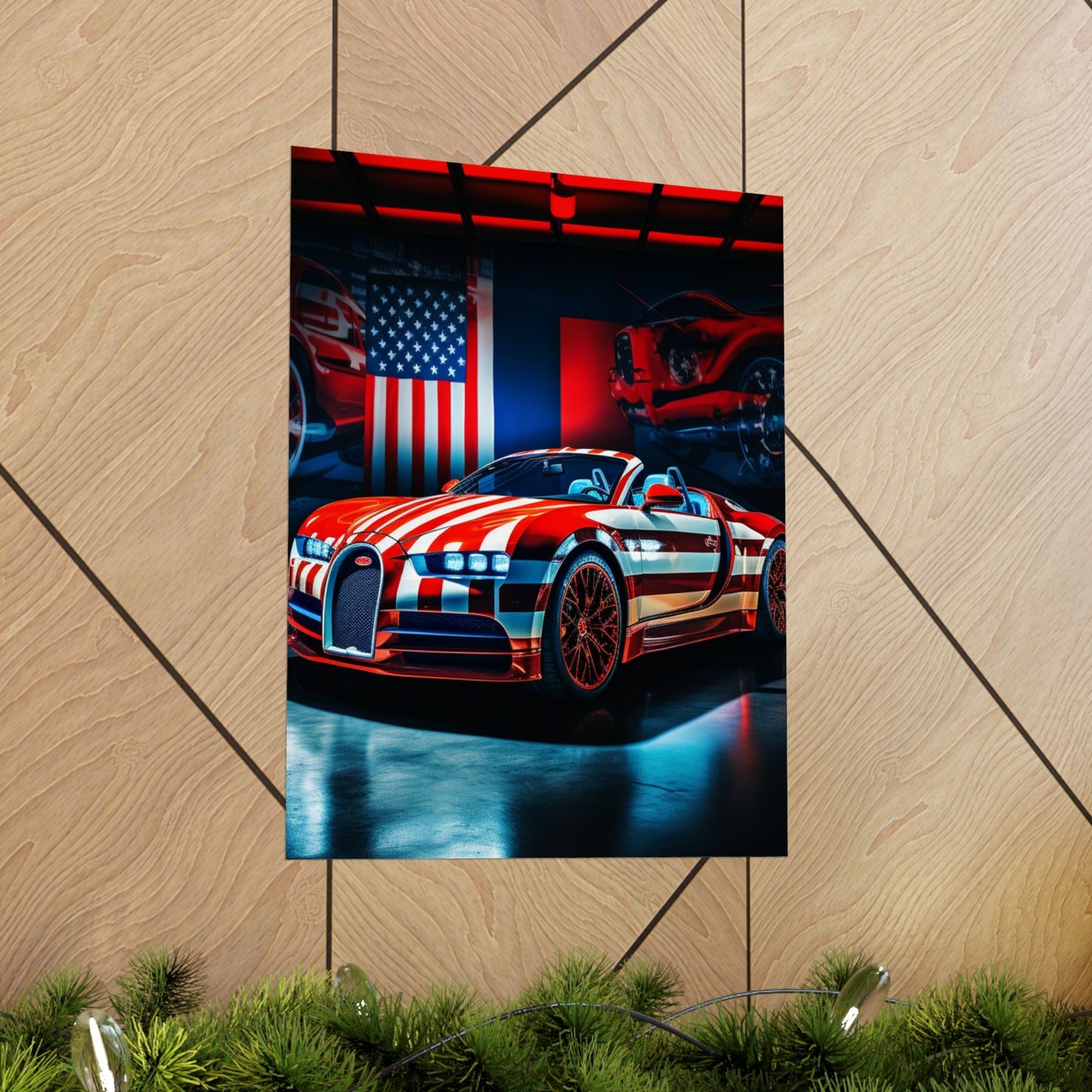 Premium Matte Vertical Posters Macro Bugatti American Flag 2