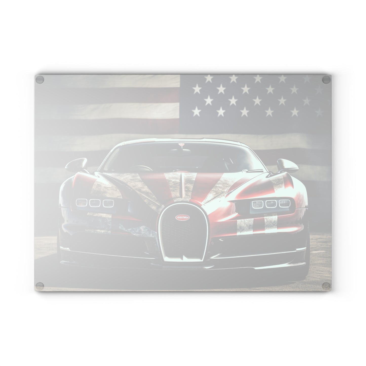 Glass Cutting Board American Flag Background Bugatti 3