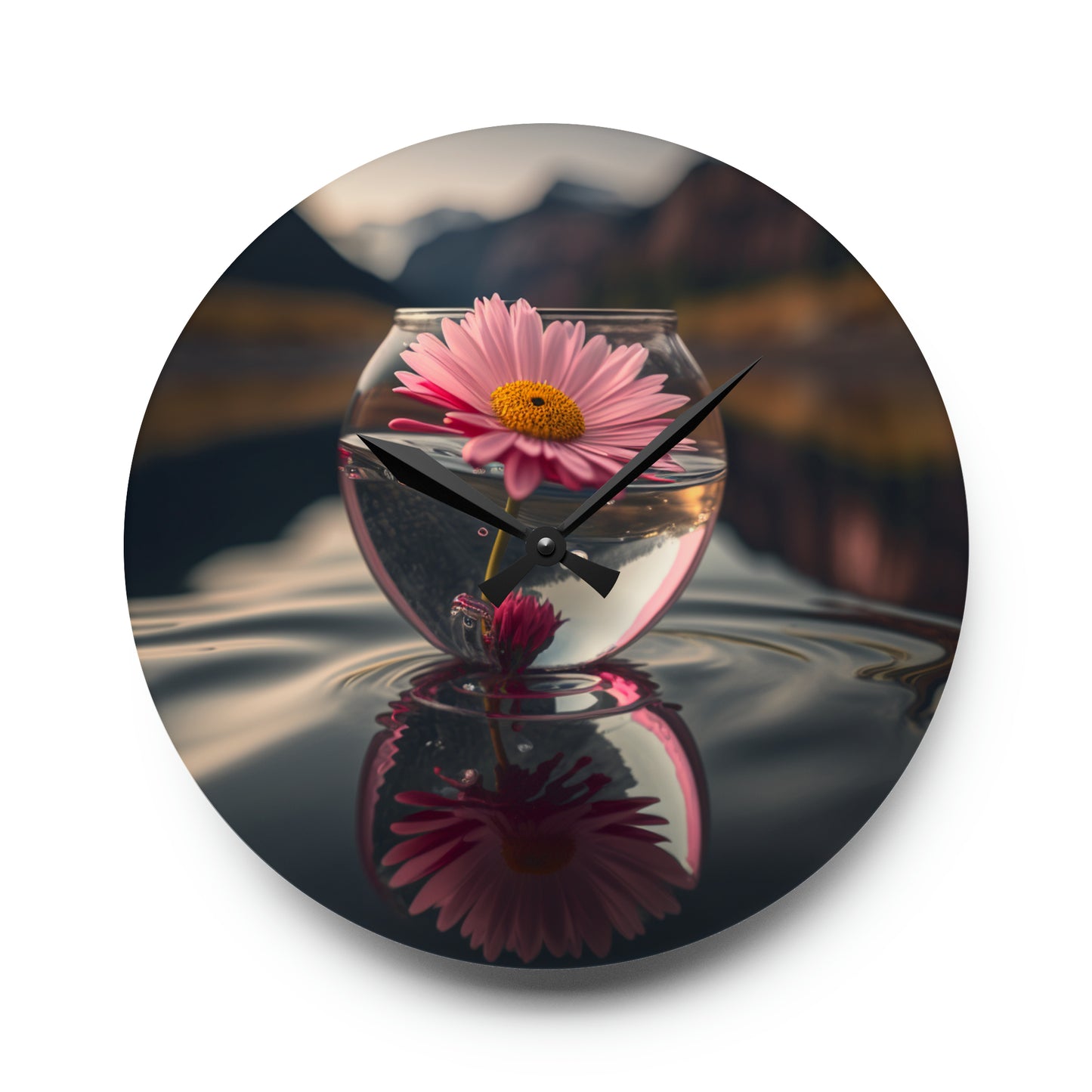 Acrylic Wall Clock Daisy in a vase 2