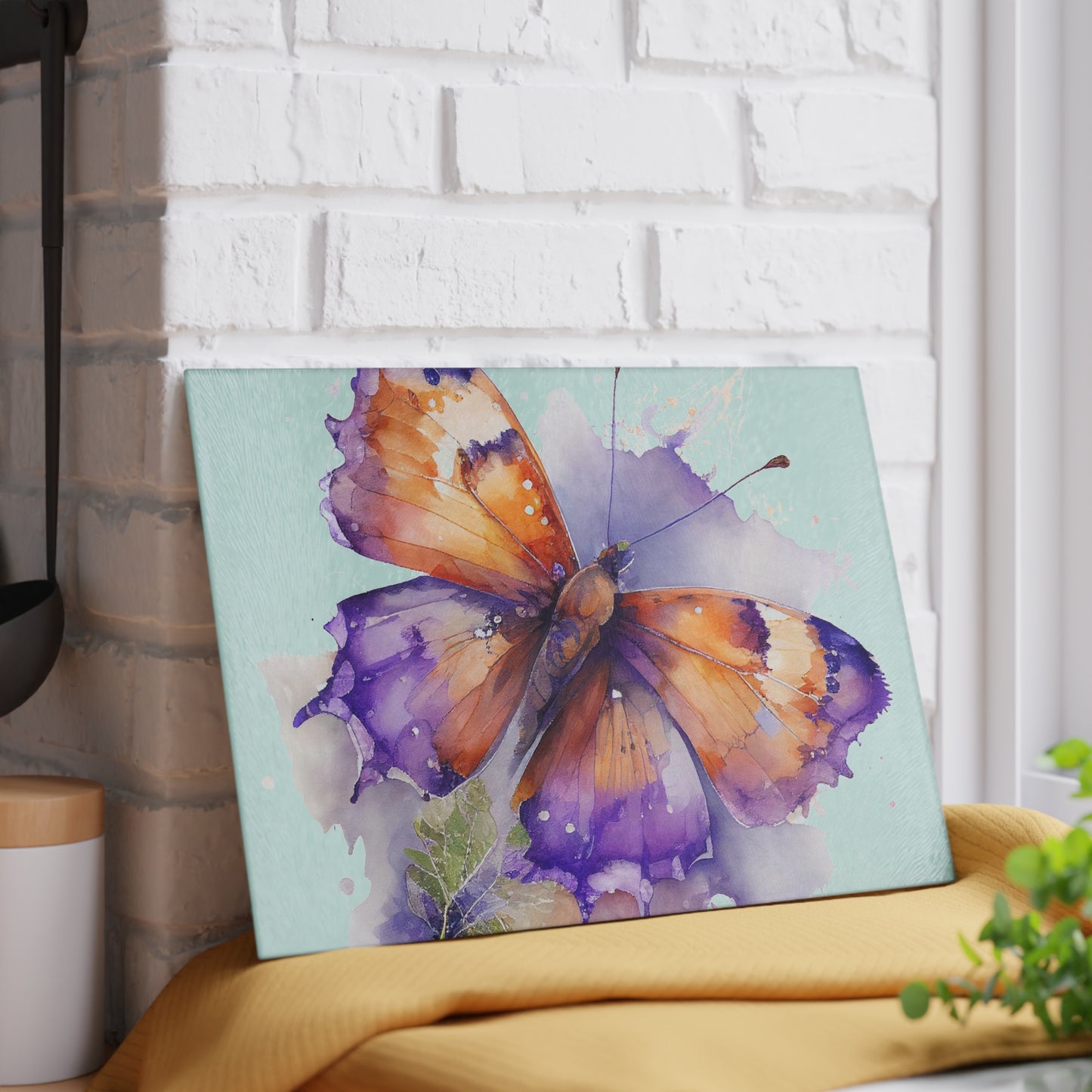 Glass Cutting Board MerlinRose Watercolor Butterfly 2