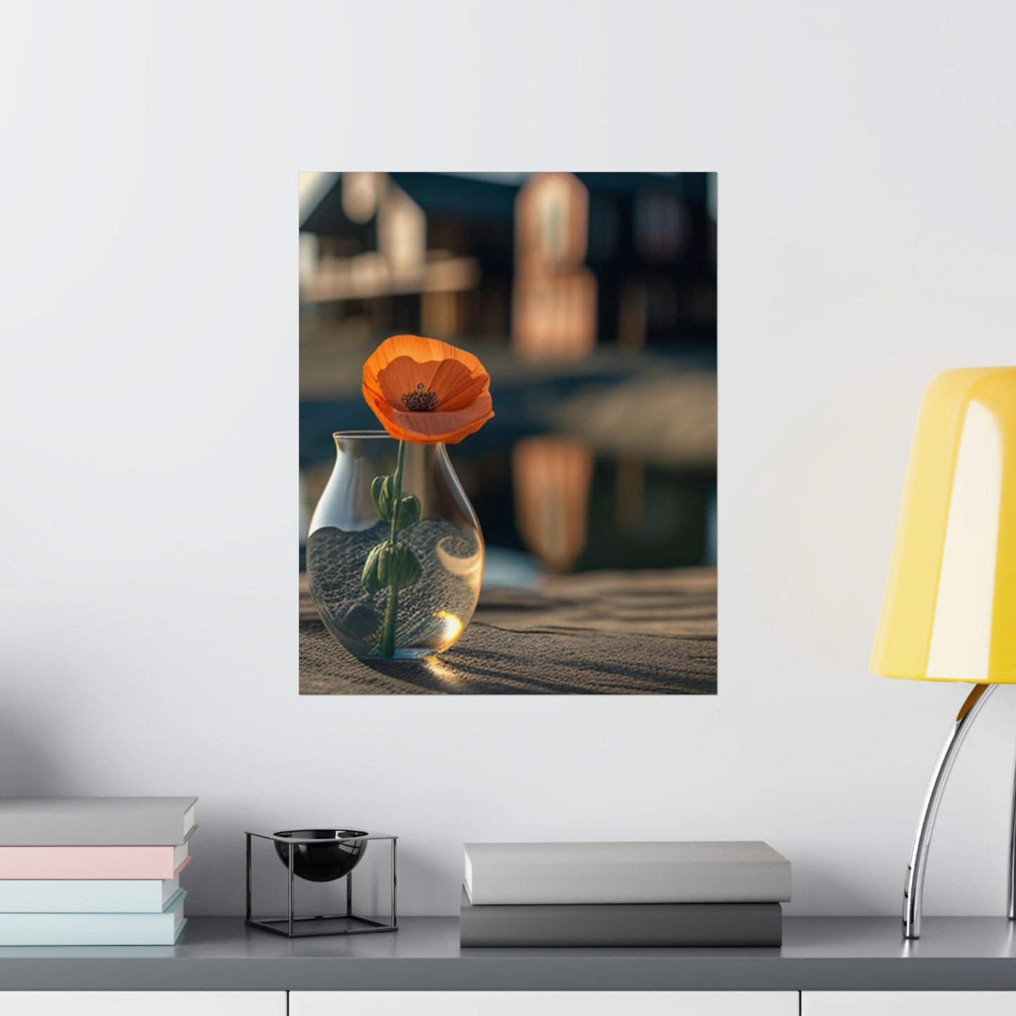 Premium Matte Vertical Posters Orange Poppy in a Vase 4