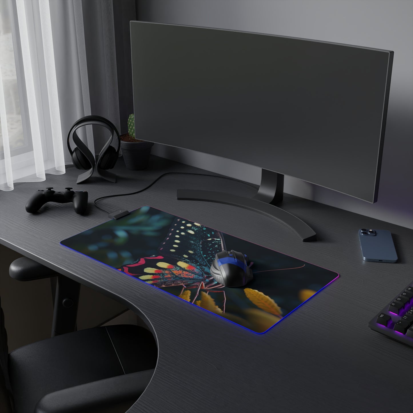 LED Gaming Mouse Pad Hyper Colorful Butterfly Macro 2