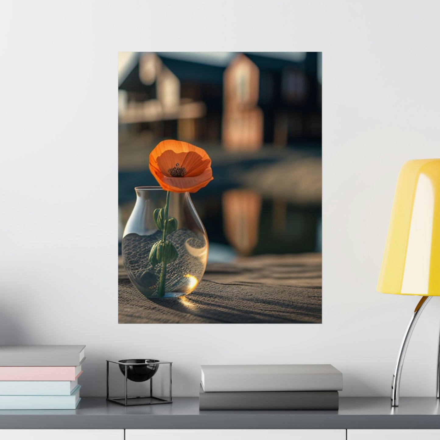 Premium Matte Vertical Posters Orange Poppy in a Vase 4