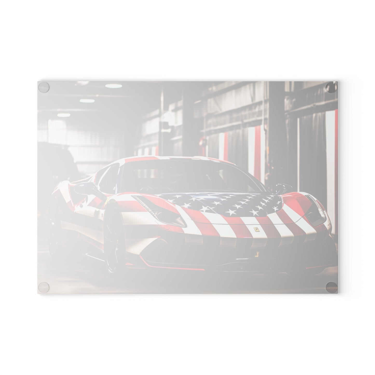 Glass Cutting Board American Flag Farrari 3