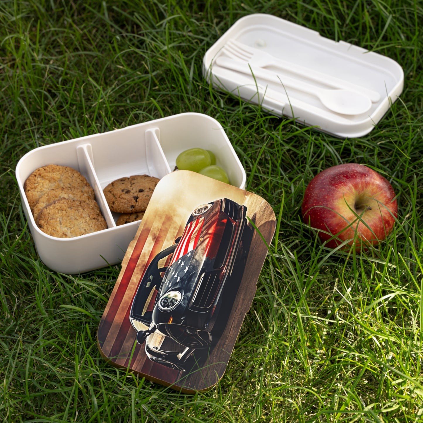 Bento Lunch Box Abstract American Flag Background Porsche 1