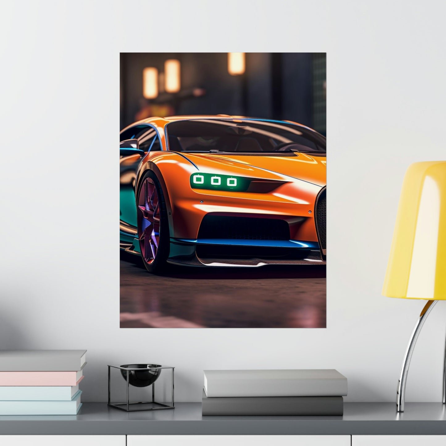 Premium Matte Vertical Posters Hyper Bugatti Neon Chiron 1