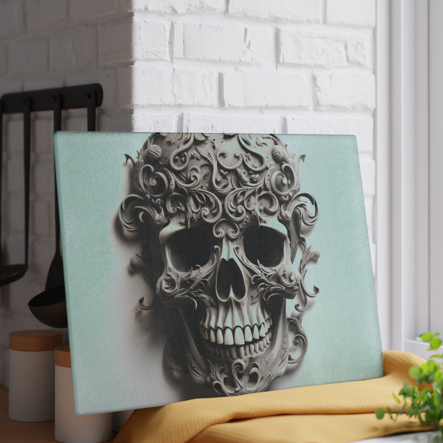 Glass Cutting Board Skull Treble Clef 2