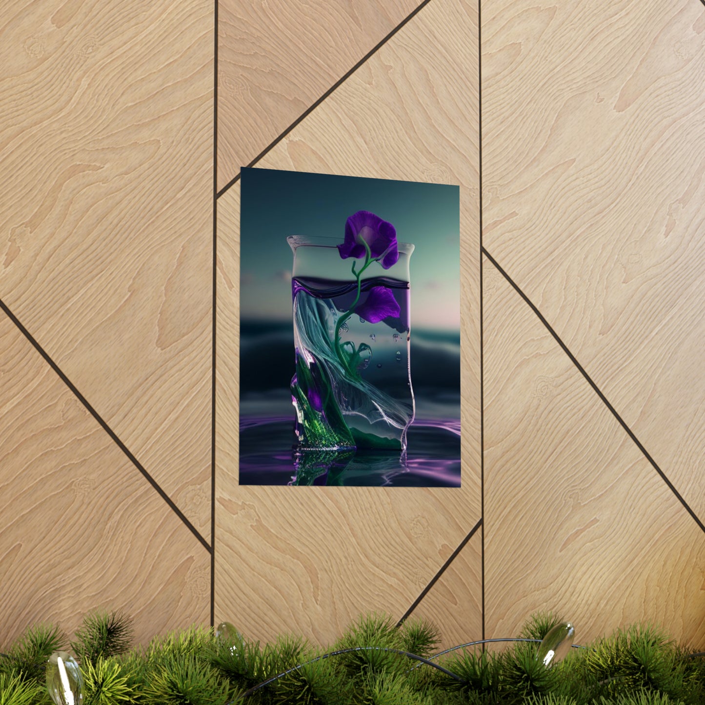 Premium Matte Vertical Posters Purple Sweet pea in a vase 3