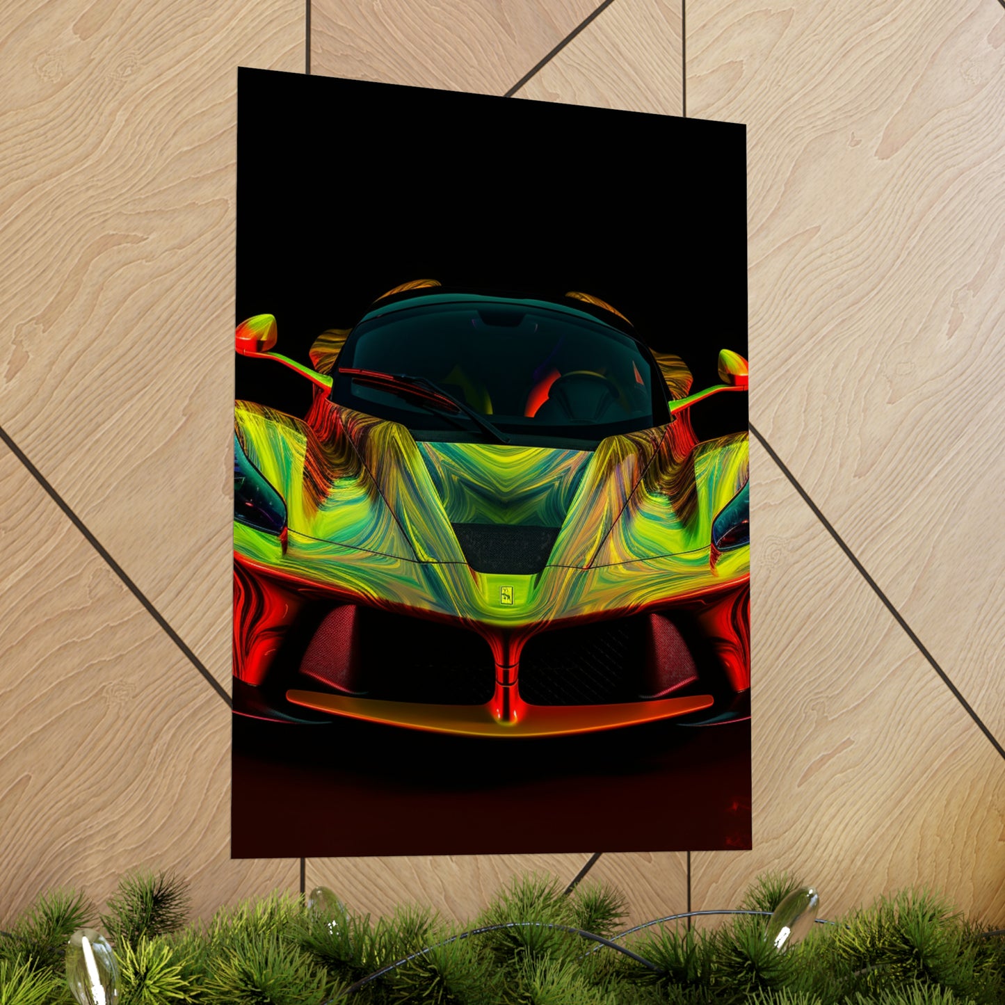 Premium Matte Vertical Posters Ferrari Neon 1