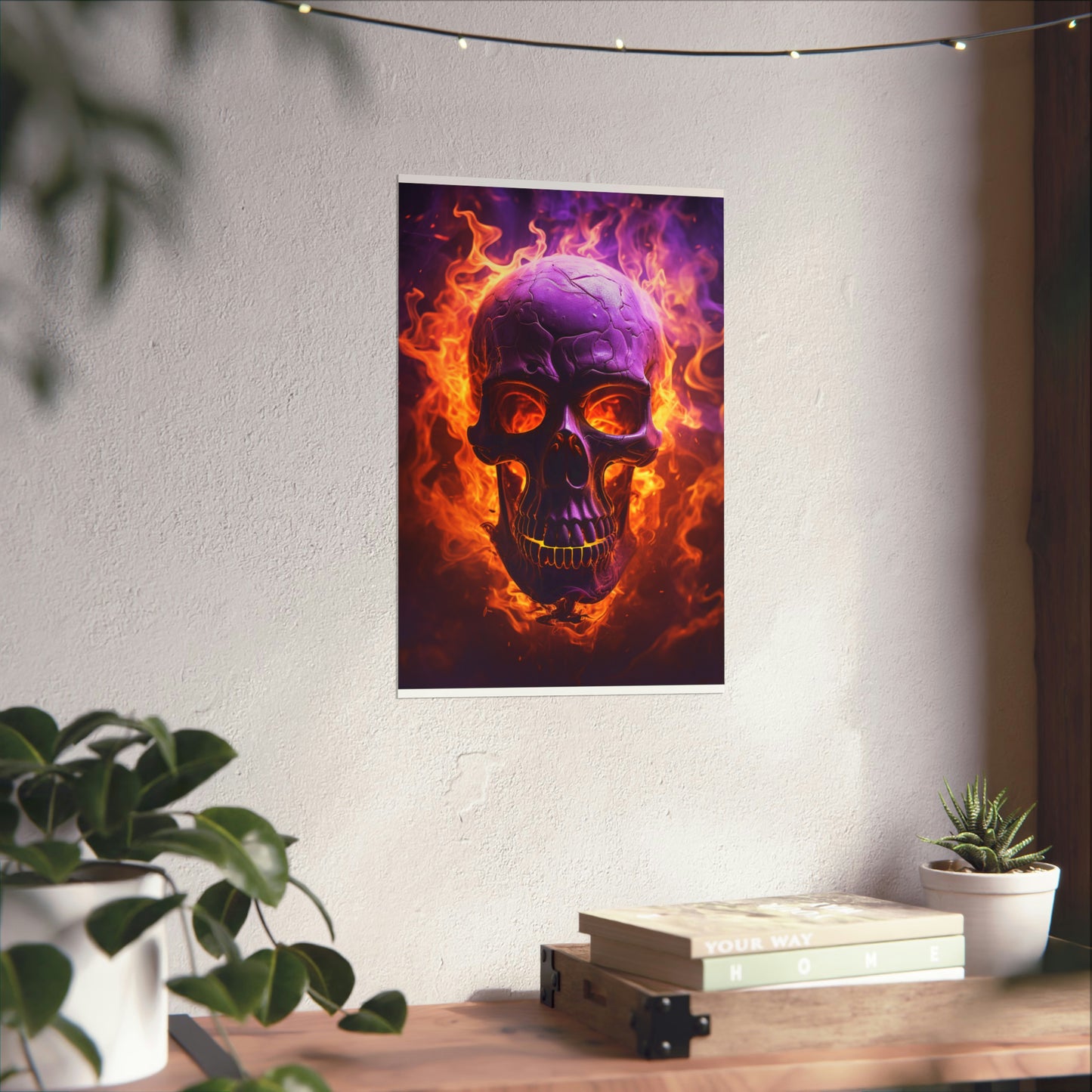 Premium Matte Vertical Posters Skull Flames 3