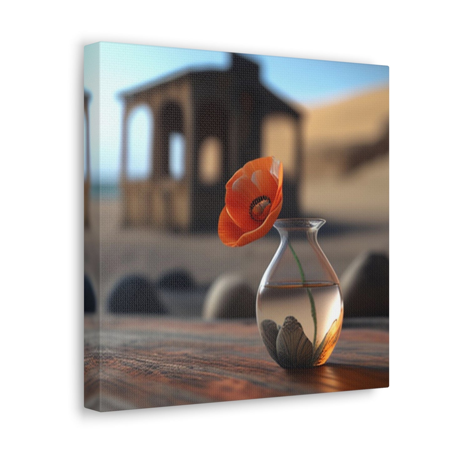 Canvas Gallery Wraps Poppy in a Glass Vase 1
