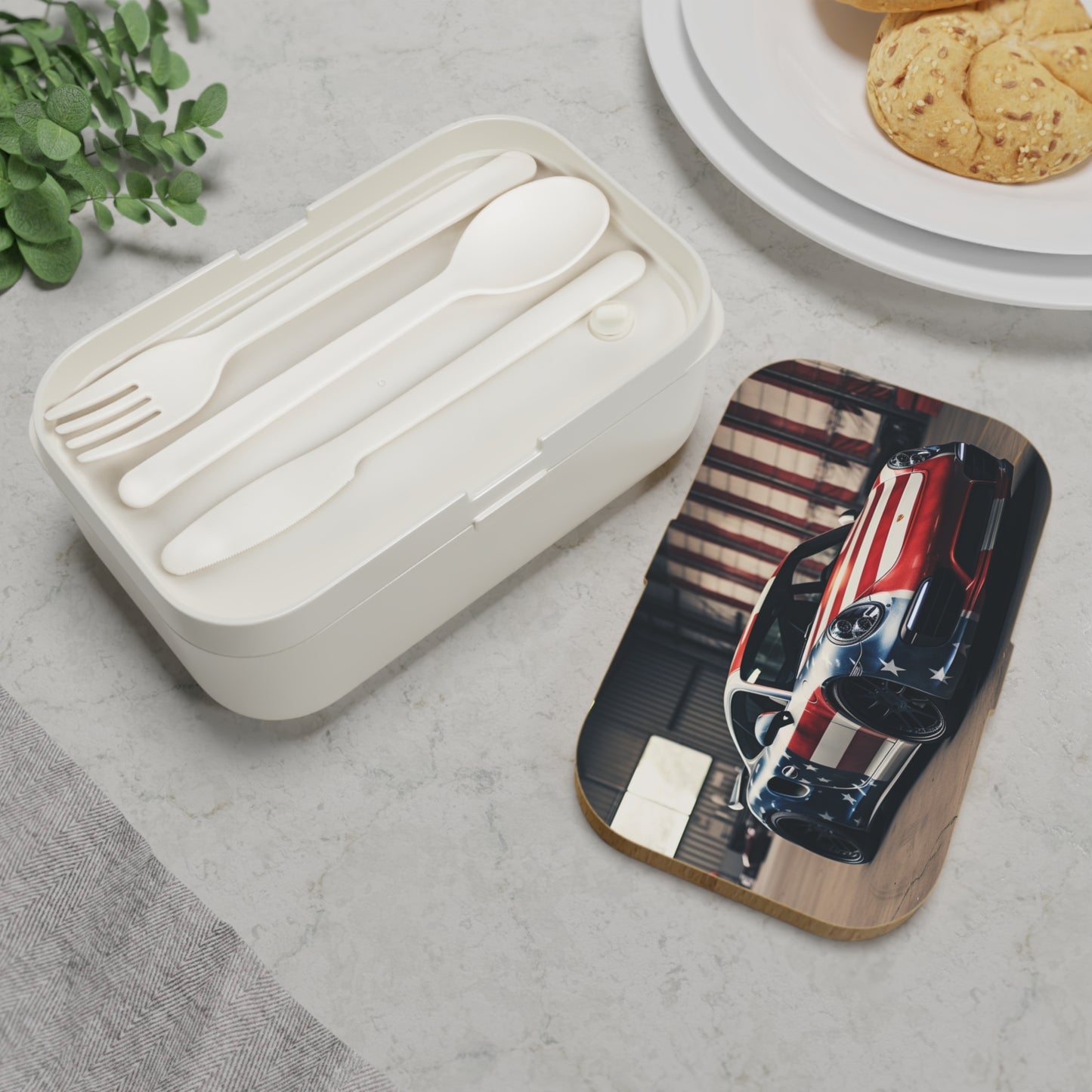 Bento Lunch Box American Flag Porsche 2
